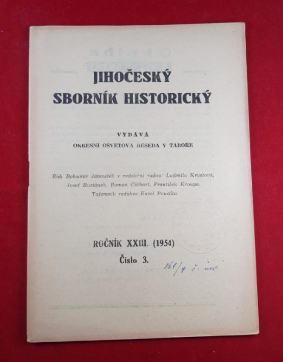 Jihočeský sborník historický XXIII, 1954, 3.