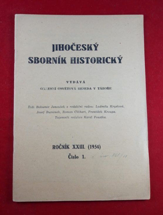 Jihočeský sborník historický XXIII, 1954, 1.