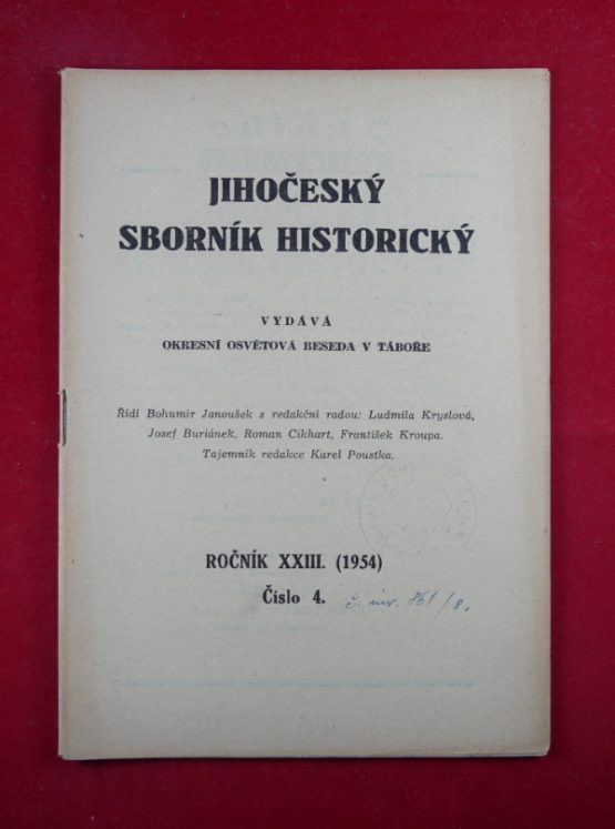 Jihočeský sborník historický 1954, číslo 4.