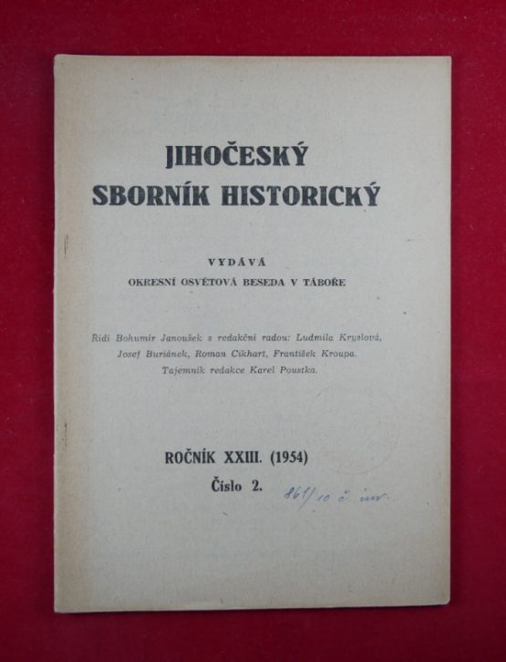 Jihočeský sborník historický 1954, číslo 2.