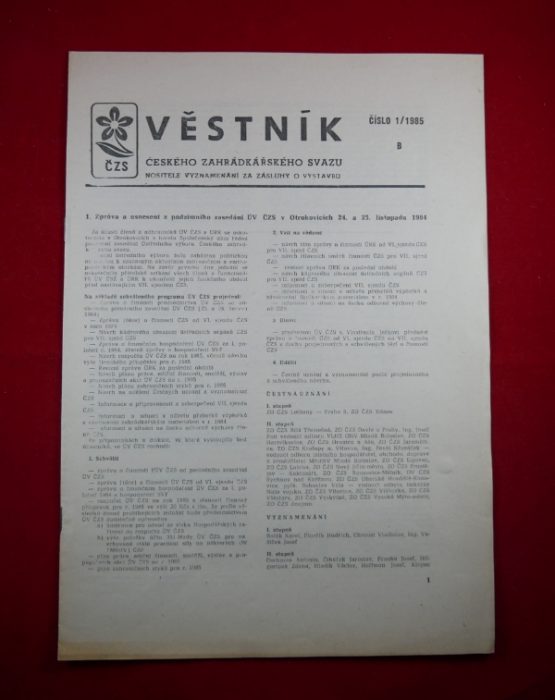 Věstník Českého zahrádkářského svazu číslo 1/1985 B