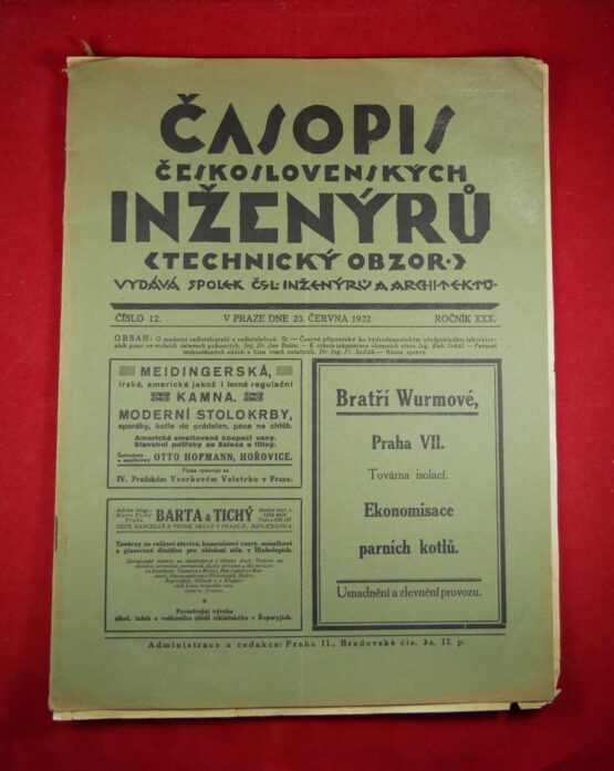 Časopis československých inženýrů ročník XXX., číslo 12, 1922