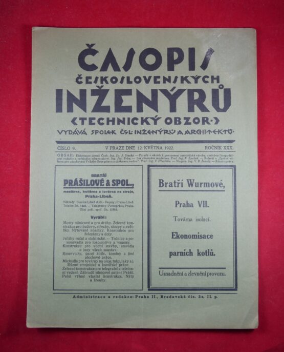 Časopis československých inženýrů ročník XXX., číslo 9, 1922